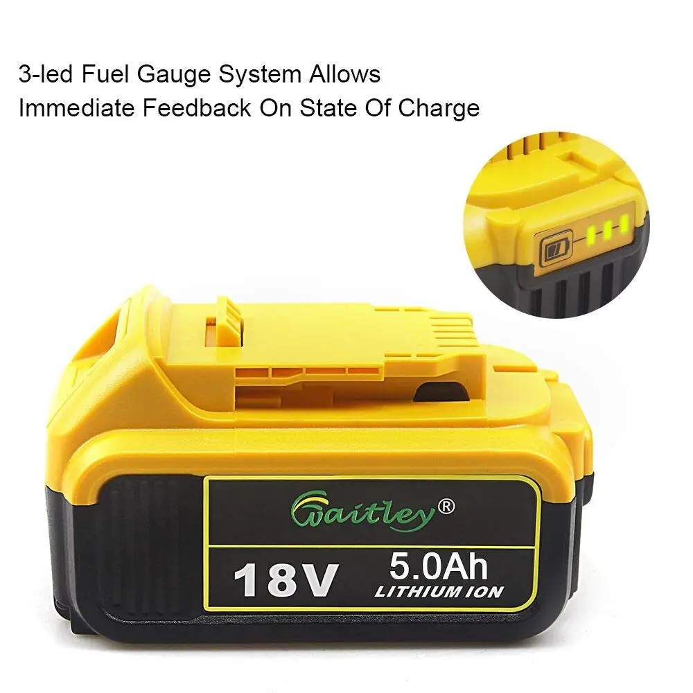 Waitley 18 в 5.0Ah MAX XR батарея Замена для DeWalt электроинструмент батарея DCB184 DCB181 DCB200 20 в 5A 18 вольт 18 В батарея