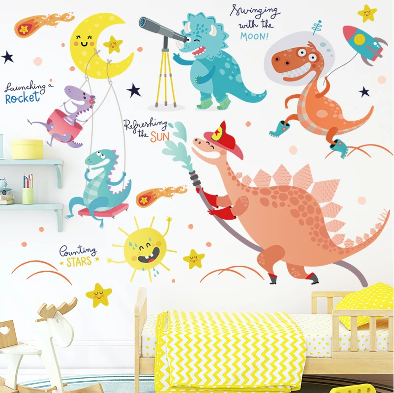 

Zerolife Cute Animal Dinosaur Wall Stickers For Living Room DIY Decor Jungle Forest Theme Wallpaper Waterproof PVC Wall Decals