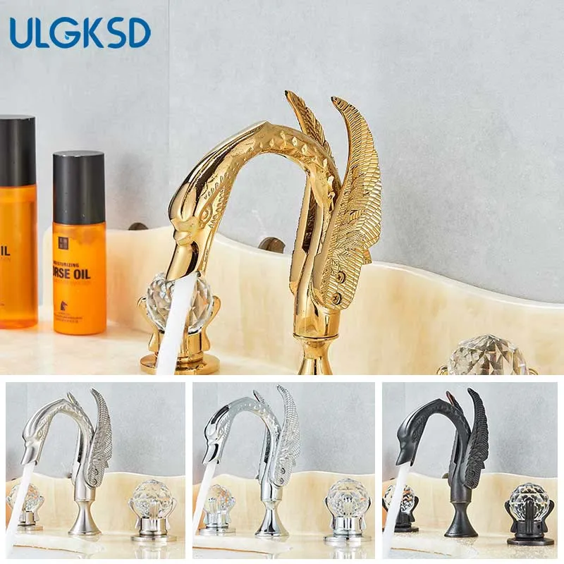 Смеситель для умывальника Хрустальный ручной кран двойная ручка ванная комната