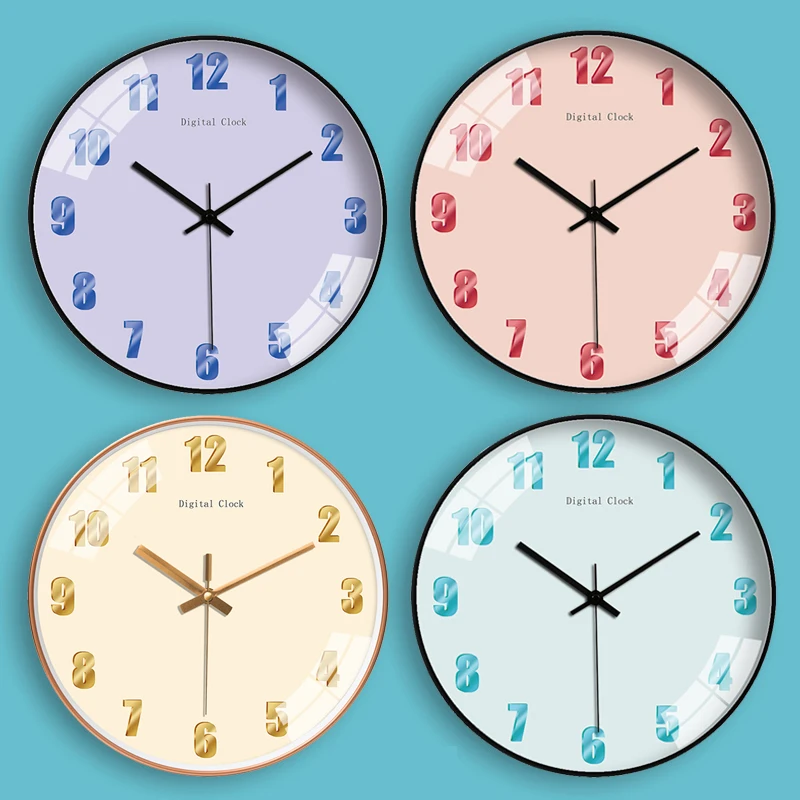 

Creative Nordic Wall Clock Metal Living Room Bedroom Wall Clock Mute Kitchen Duvar Saati Gift Idea Wall Watch Home Decor DD45WC