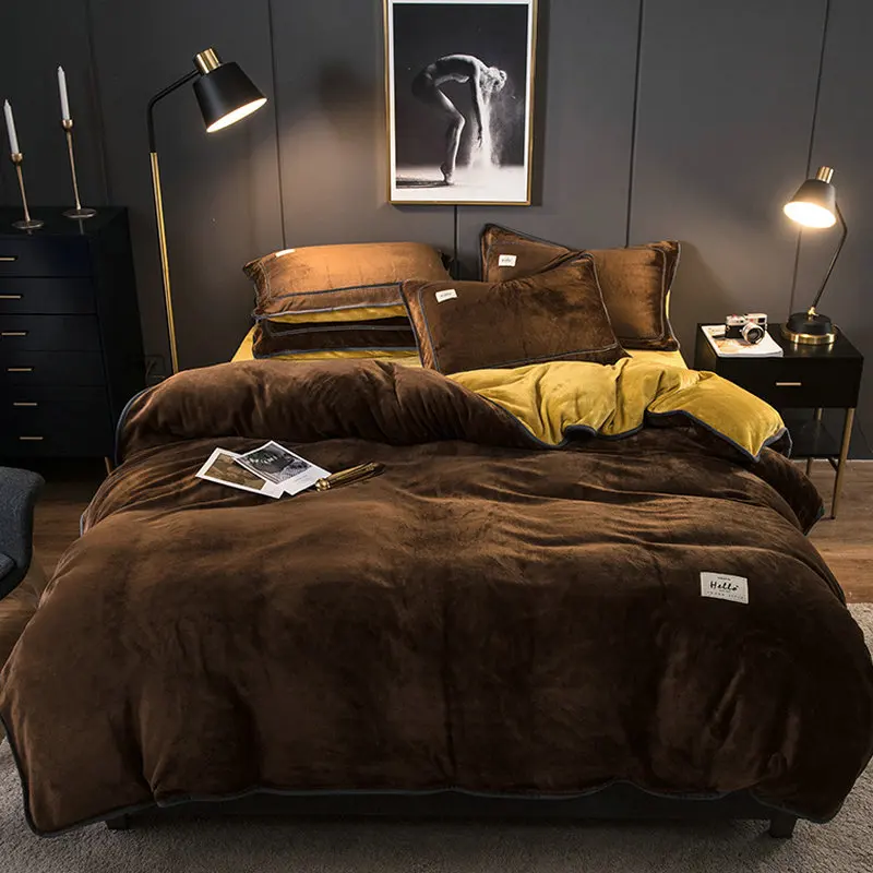 Толстый теплый комплект постельного белья для зимы Роскошное Одеяло с краями и