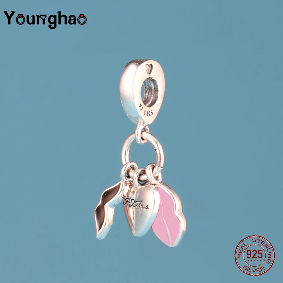 Younghao ювелирные изделия плата Де Ли 925 розовая подвеска губы подходят