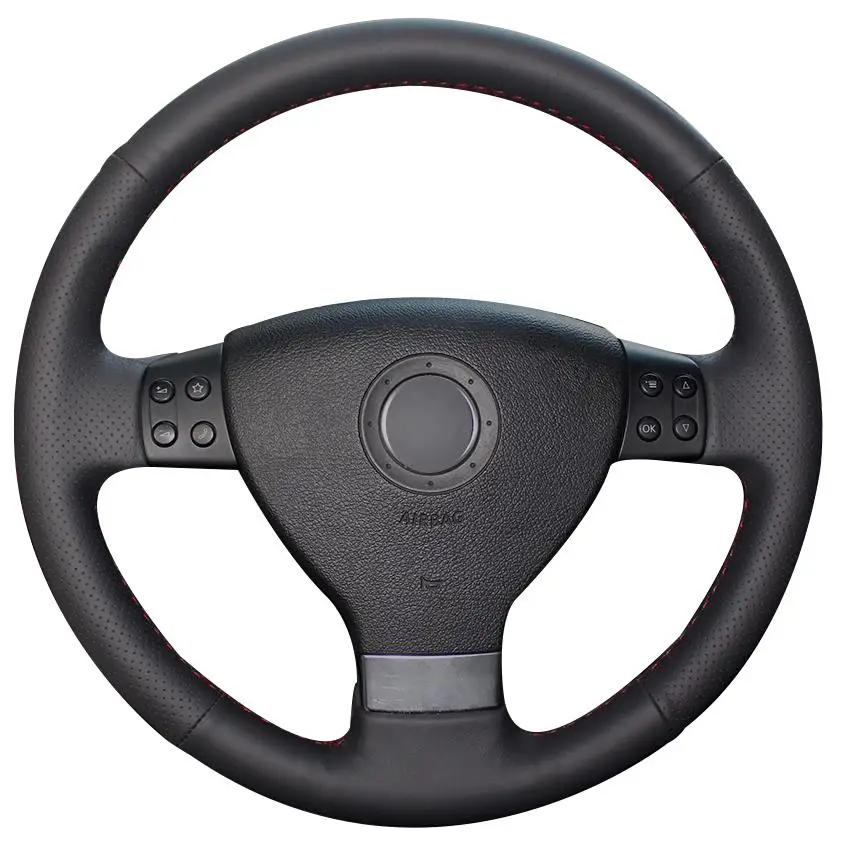 

DIY Custom Hand Stitching Black Leather Car Steering Wheel Cover for Volkswagen Golf 5 Mk5 VW Passat B6 Jetta 5 Mk5 Tiguan