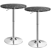 Costway 2PCS Round Pub Table Swivel Adjustable Bar Table w/Faux Marble Top Black  2*HW65412BK
