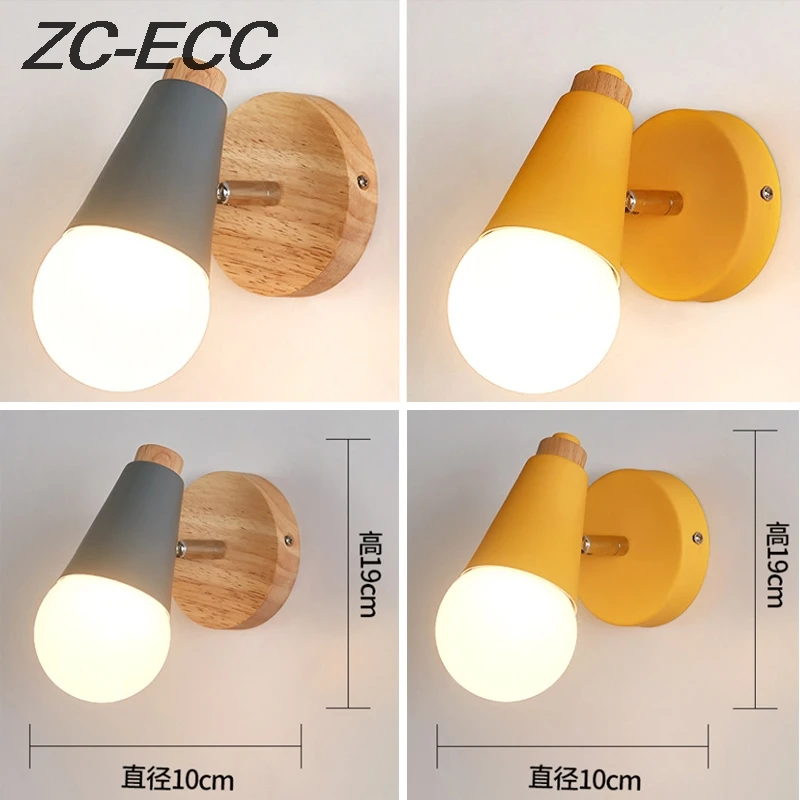 

ZC-ECC современная настенная лампа в виде макарунов, прикроватное бра E27, деревянное настенное освещение в скандинавском стиле, для гостиной, к...