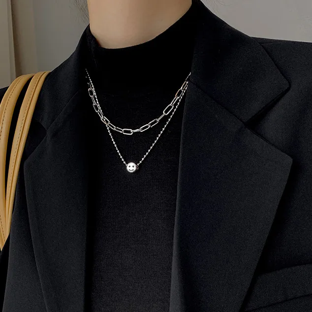 Ожерелье Двухслойное в стиле ретро для женщин модная Длинная цепочка хип хоп