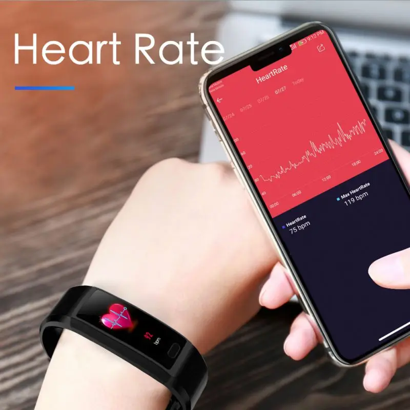 118 PLUS мужские умные часы спортивные фитнес трекер монитор сердечного ритма