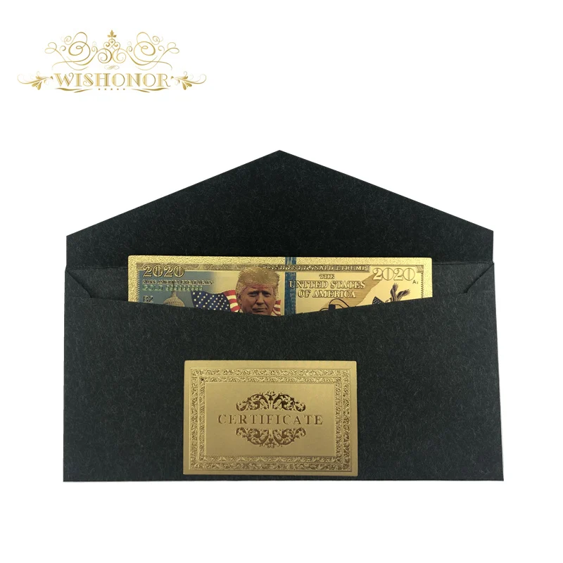 10 шт./лот новогодние банкноты Трампа 2020 купюры в долларах США 24 К позолоченные