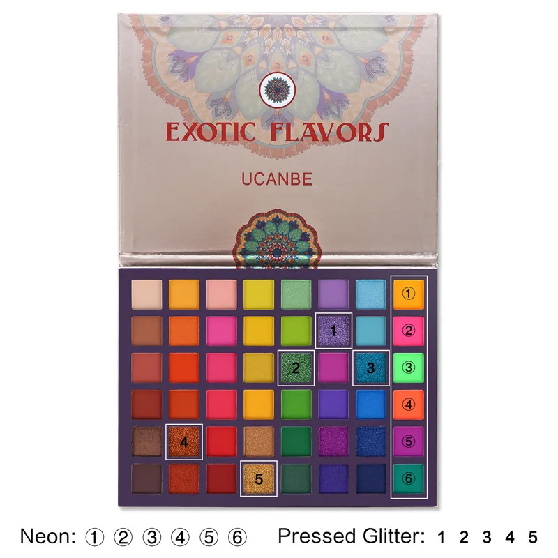 

UCANBE 48 Colors Exotic Flavors Eyeshadow Palette Pressed Glitter Shimmer Matte Eye Shadow Beauty Minerals Cosmetics Set