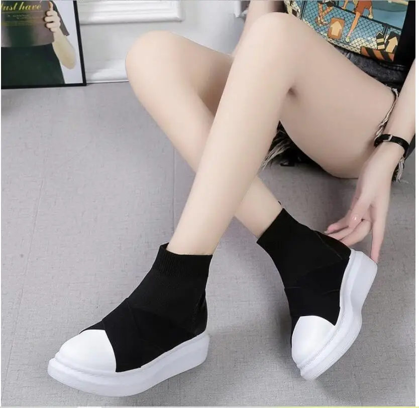 2021 ladies new hundred shoes flat shoes ladies thick bottom leisure hahalu Lefu shoes women's elastic cloth one pedal shell sin