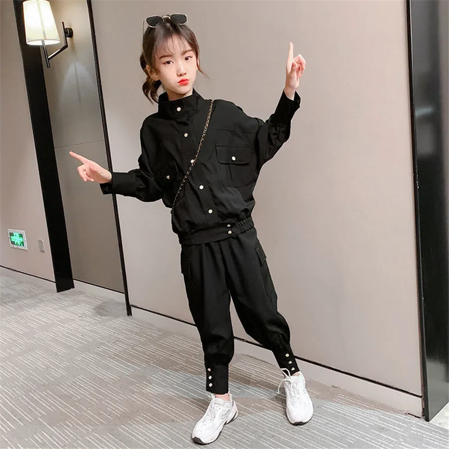 Casual Girls Sets Loose Tops + Long Pants 2 Pieces big Clothes Sport Kids Outfits Children Tracksuit for 8 10 12 14 Years |