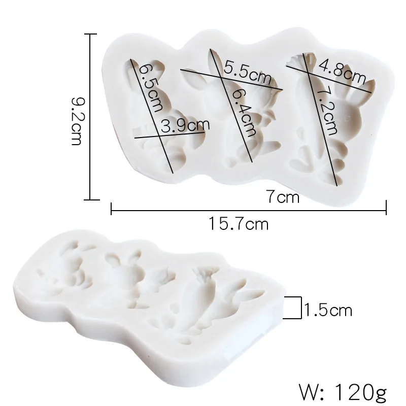 Силиконовая форма в виде милого кролика 3D Кролик с морковкой силиконовая для