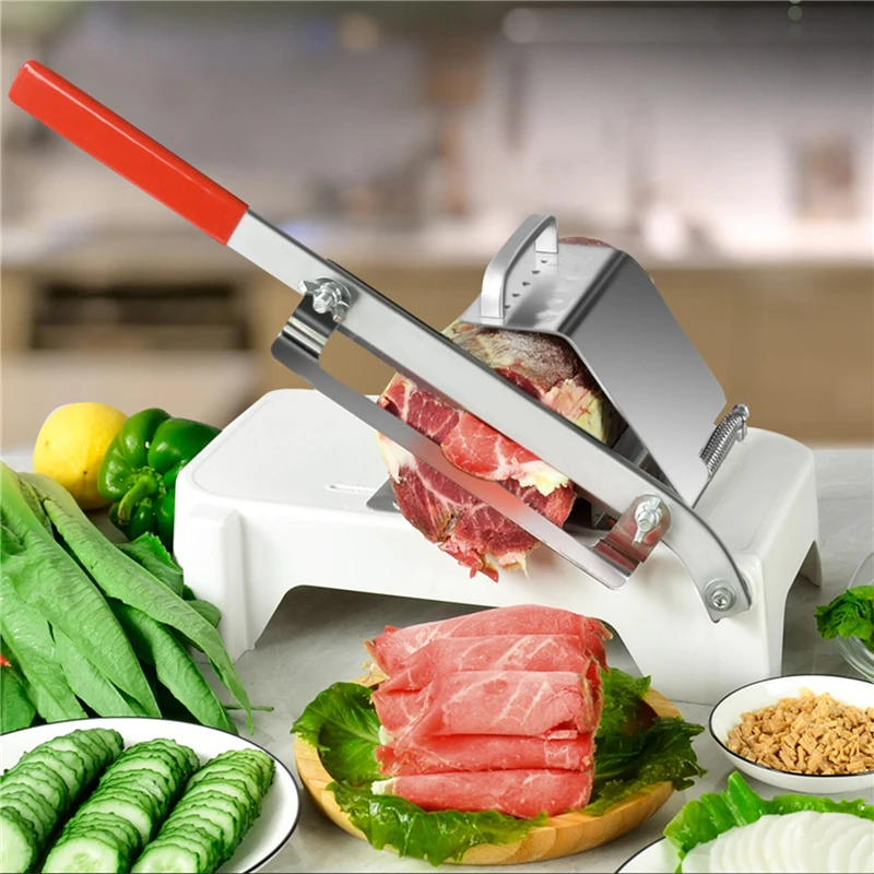 Rebanador de carne de aleaci&oacute;n + acero inoxidable, utensilio de cocina, grosor ajustable, Manual, para el hogar-1