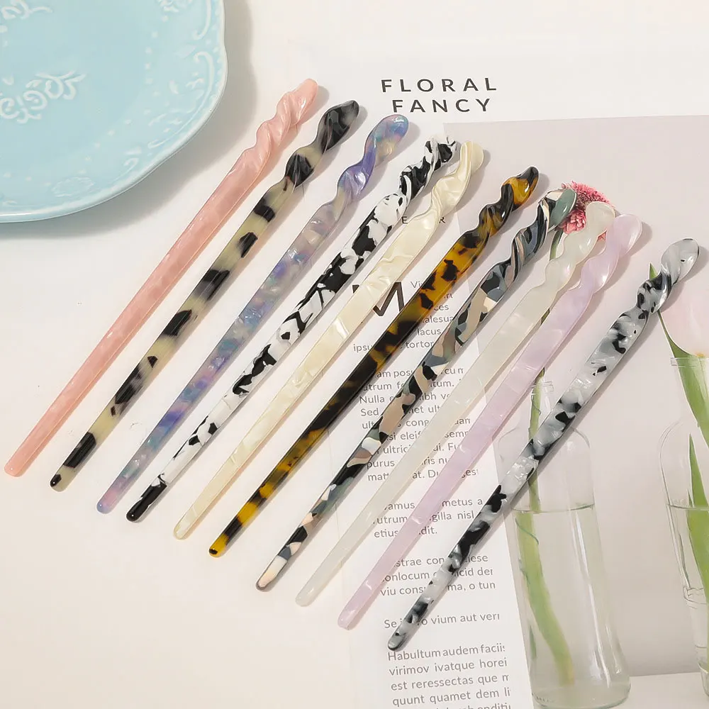 

В стиле ретро; Женские Винтажные ботинки в китайском стиле Стиль шпильки для волос женские ацетат смолы палочки для еды, "конский хвост", шпи...