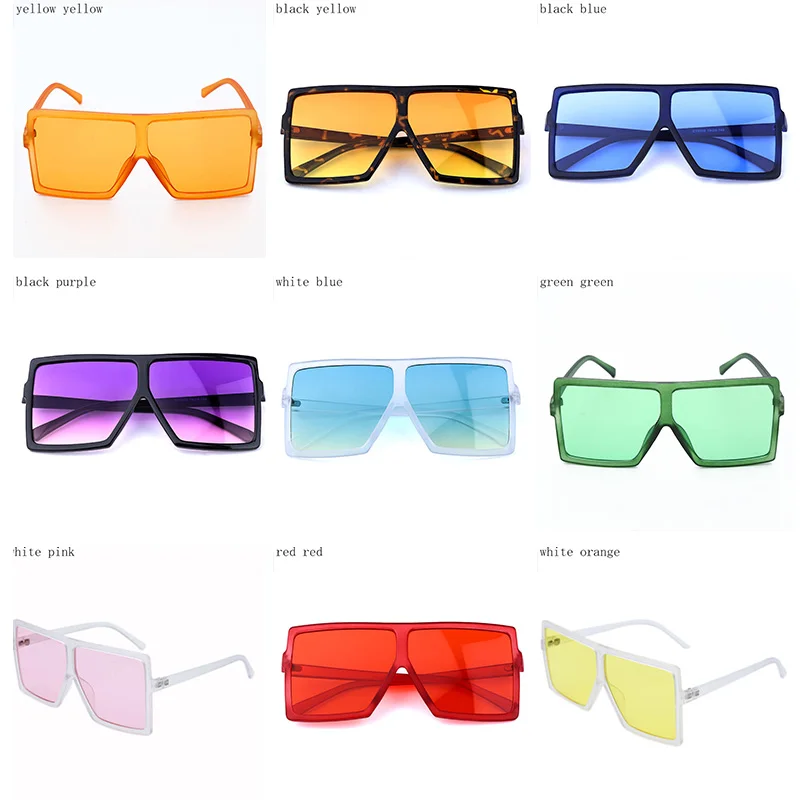 

Q Oculos De Sol 2020 New Fashion Retro Designer Multicolor Square Shape Retro Unisex Large Frame Men Women Sunglasses Goggles