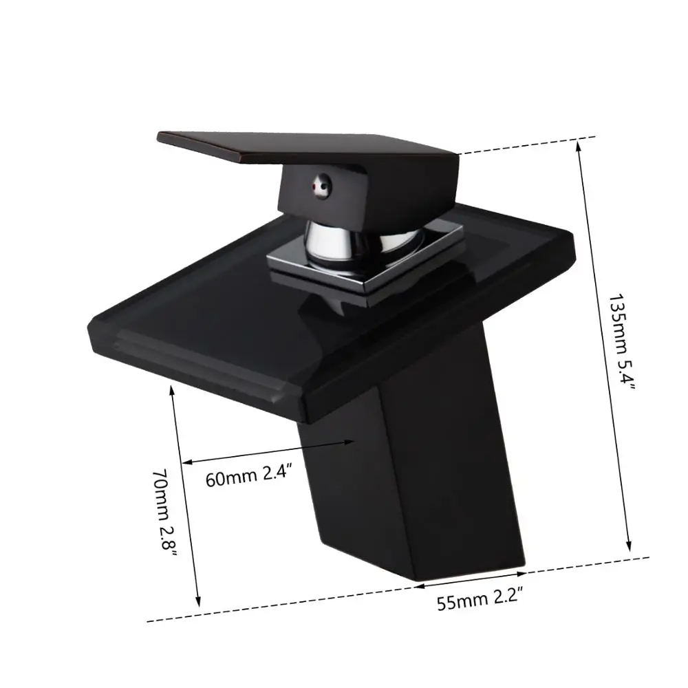 Смеситель для раковины Водопад настенный кран из латуни и стекла ванной комнаты