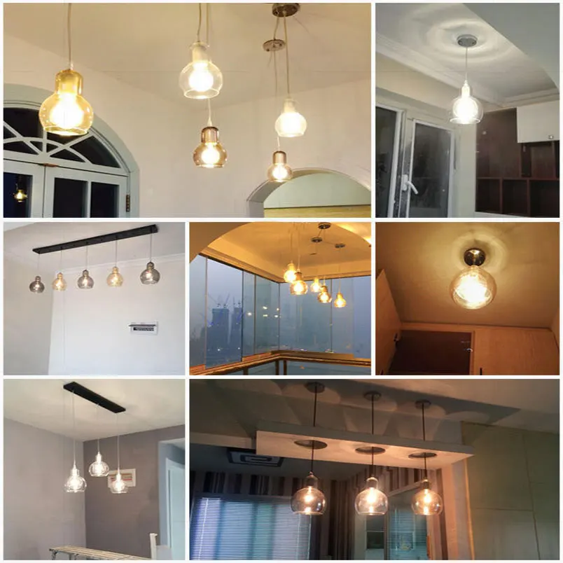 

LED Modern E27 Kitchen Dining & Bar Pendant Lights American Industrial Vintage Creative Retro Loft Pendant Lamp Glass Restaurant