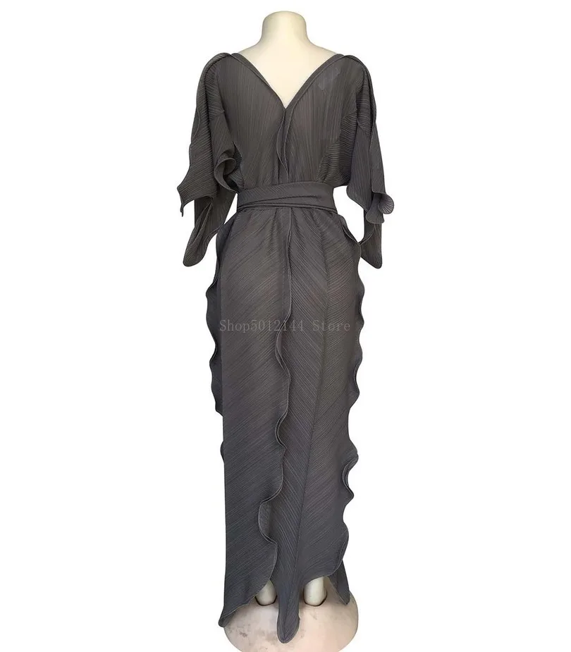 New African Dresses for Women Dashiki Falbala Dress Clothes Bazin Riche Sexy Pleat V-neck Long Africa Maxi Woman | Тематическая