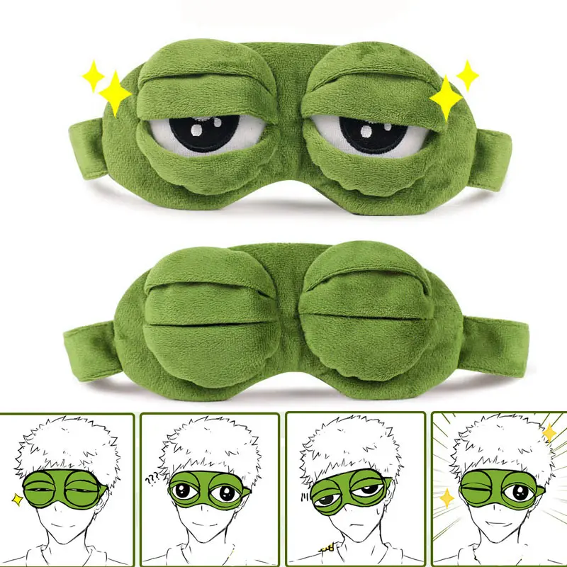 

criativo pepe o sapo triste sapo mscara de olho capa dos desenhos animados macio pelcia dormir mscara verde
