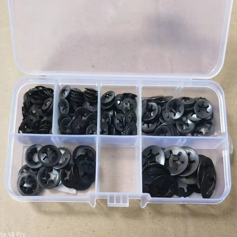 

240Pcs m2.5 M3 M4 M5 M6 M8 Push-on Locking Washers Star Nut Metal Quick Speed Star Nut Locking Fastener Assorted Kit