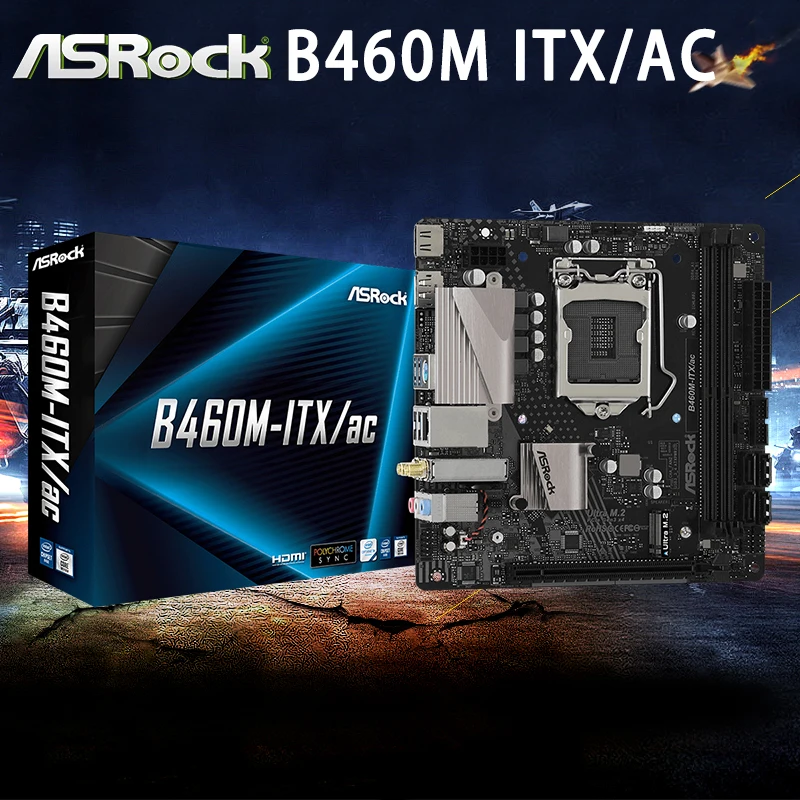 Günstig LGA 1200ASRock B460M-ITX/ac Motherboard 10th-Gen 64GB DDR4 2933MHz M.2 Overlocking Bluetooth 4,0 B460 Placa-mãeMini-ITX Neue