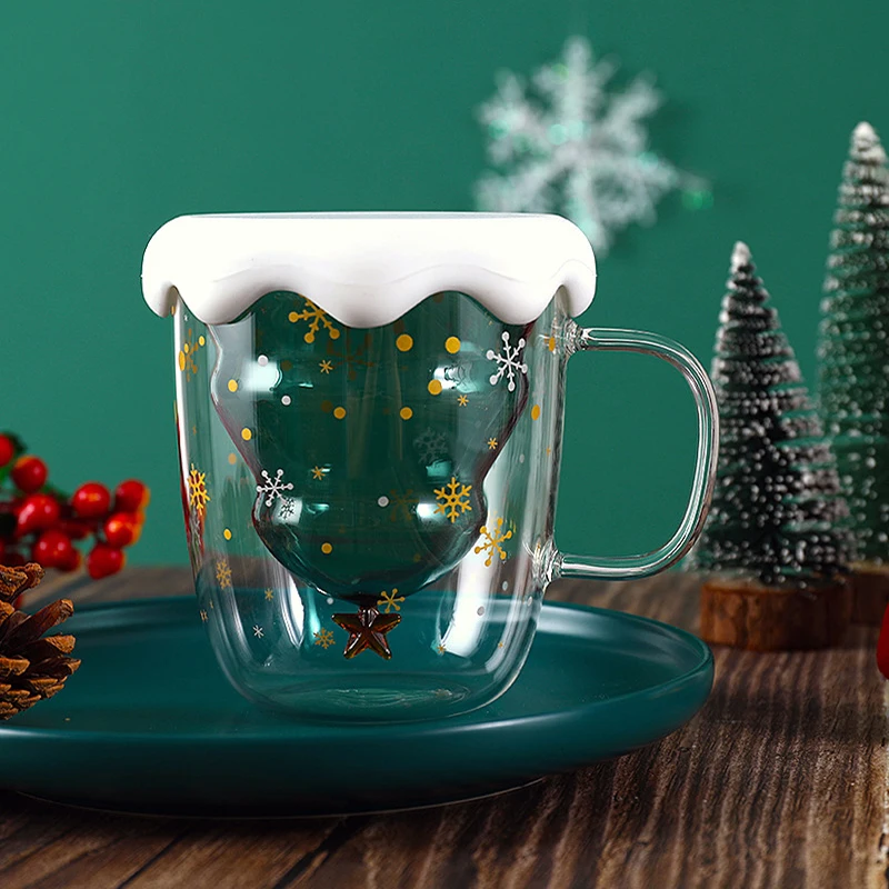 Креативные 3D кружки для воды на рождественскую елку прозрачная стеклянная чашка
