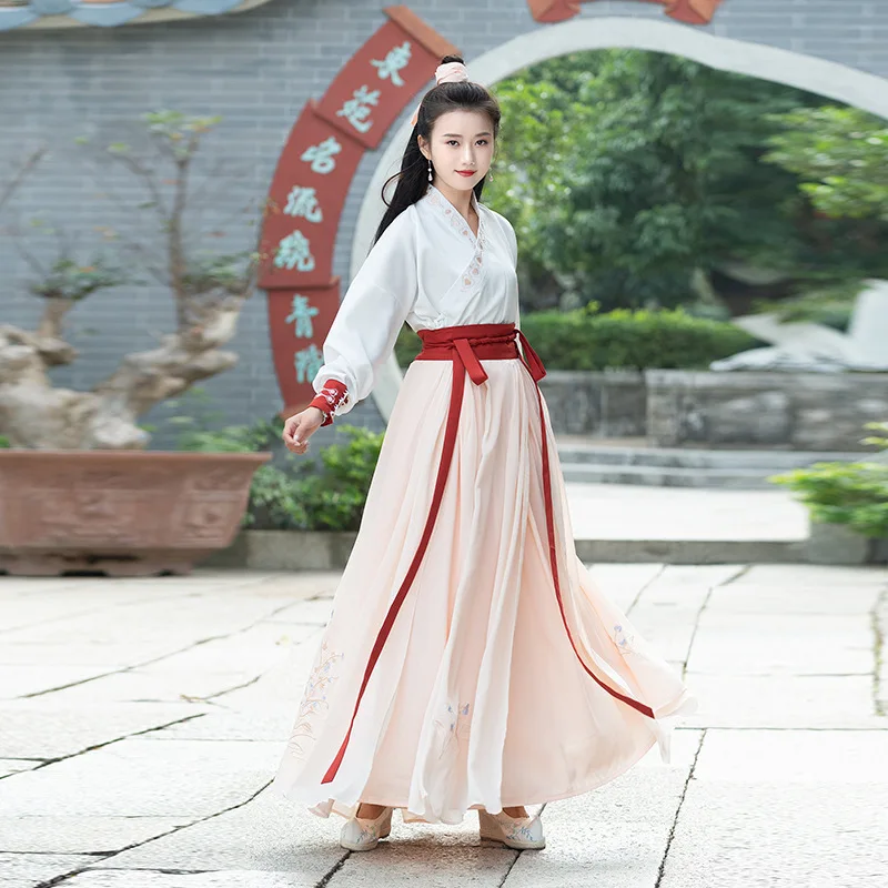 Han Element Китайская одежда белый традиционный китайский костюм женский Hanfu