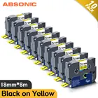 Гибкая кабельная этикетка Absonic 410PK fx641 для Brother FX641, лента для ламинирования, черная на желтом, совместима с Brother Maker