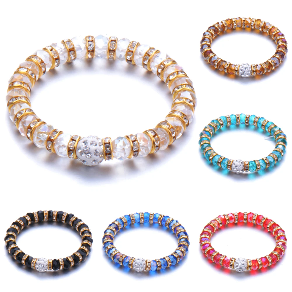 Шарм-браслет разных цветов с бусинами из натурального камня | Украшения и