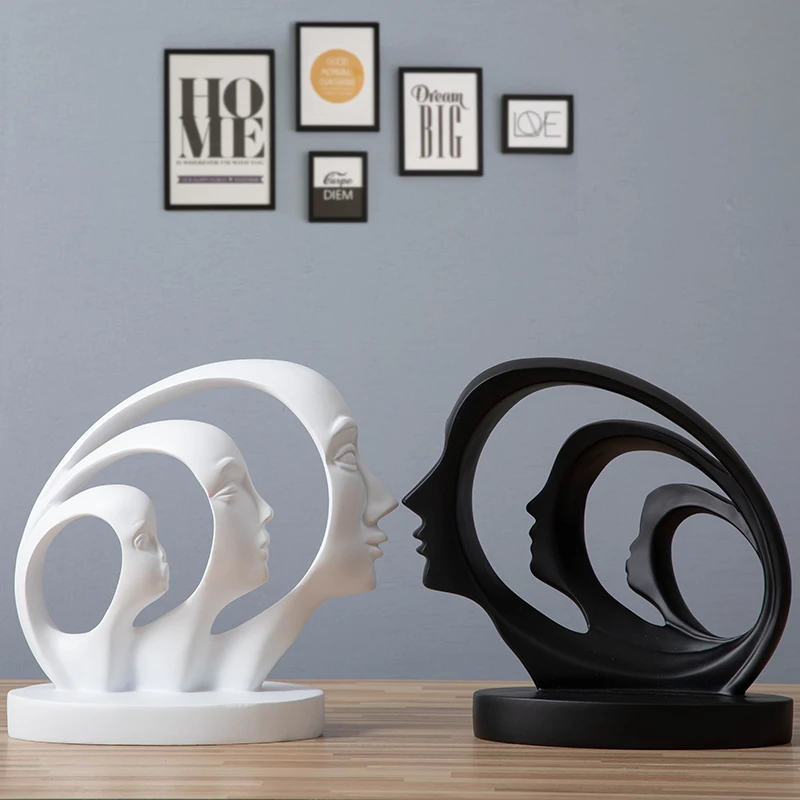 Европейские абстрактные украшения с изображением черного и белого лица из смолы