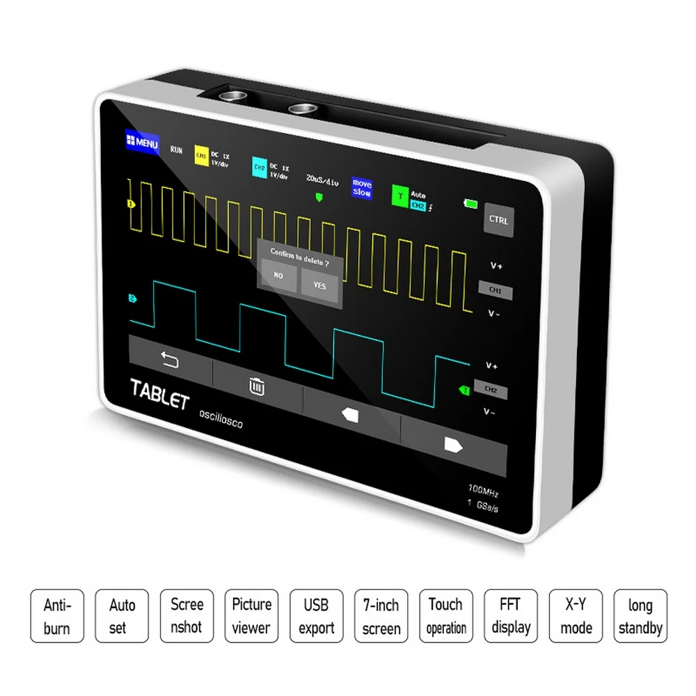 

FNIRSI-1013D Digital Flat Panel Oscilloscope Dual Channel 100M Bandwidth 1GS Sampling Rate Mini Tablet Digital Oscilloscope