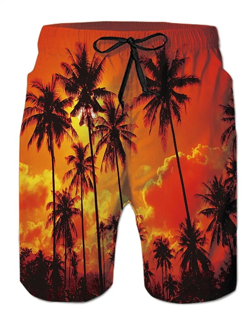 Шорты мужские быстросохнущие пляжные с 3D принтом фламинго|Мужские шорты| |