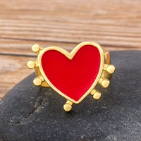 nidin new fashion simple heart shaped rings for women red color adjustable ring best party wedding anniversary jewelry gift
