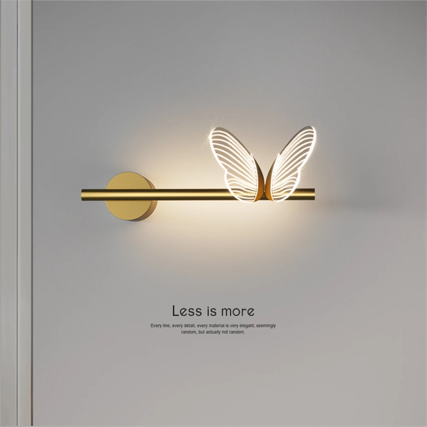 

Golden Luxury Living Room Decoration Wall Lamps Bedroom Corridor Study Staircase Modern Art Butterfly LED Wall Lights Fixture