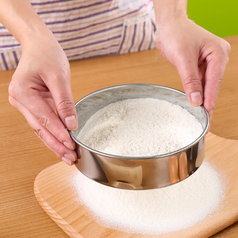

Stainless Steel Flour Sieve Baking Tool Kitchen Super Fine Round Flour Sugar Powder Sieve Colander