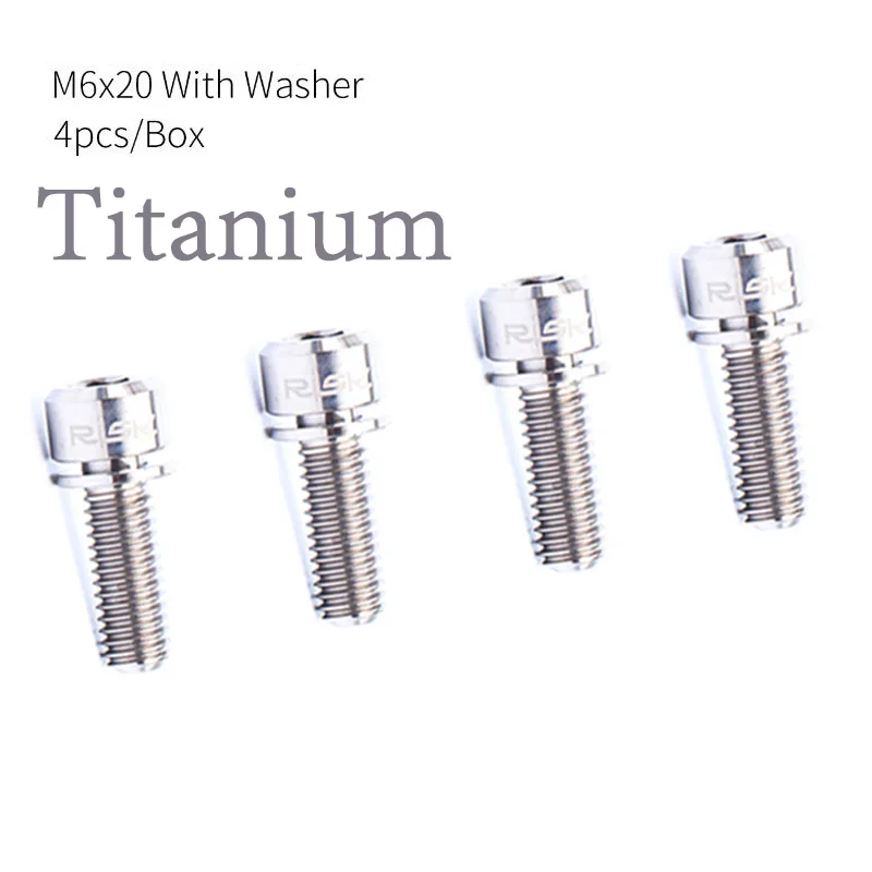 20mm-Titanium Риска, 4 шт. в партии, 6x18/20 мм Титан болт с шайбой для велосипеда гидравлические дисковые тормоза тормозной суппорт или MTB дорожный велосипедный Кривошип стволовых под винт - Цвет: 20mm-Titanium