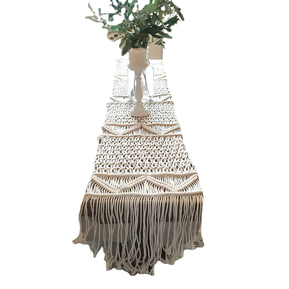 

Macrame Table Runner Bohemian With Tassels Nordic Hand Woven Tablecloth Wedding Decoration Table Cover Tapestry Party Home Decor