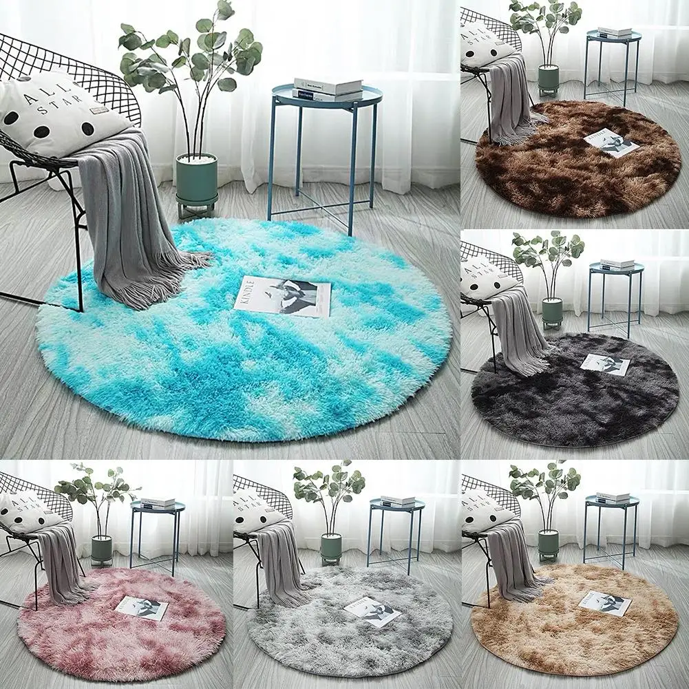 100/120 см теплый длинный плюшевый коврик для гостиной коврики Круглый напольный