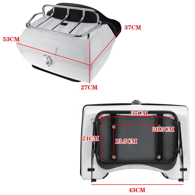 

48L Universal Motorcycle Rear Storage Box Tail Luggage Trunk Case Toolbox Scooter Motorbike