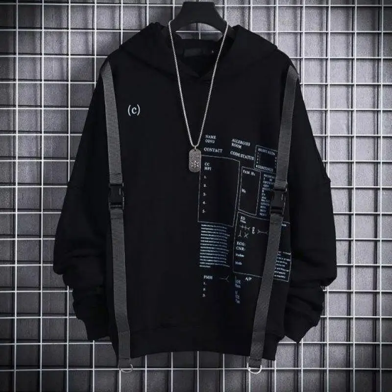 

Autumn and winter hip hop HoodiePlush thickened PulloverMen's fashion loose top