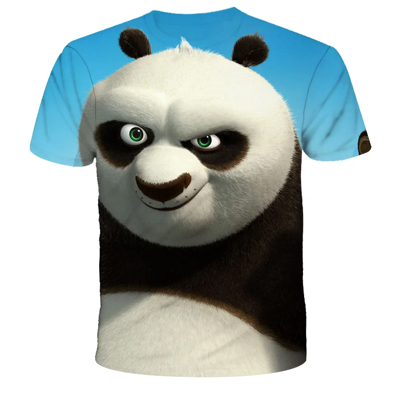 

2021 Daily Casual Kung Fu Panda T-shirt Boys and Girls Fashion Anime Clothes Summer New Casual T-shirt