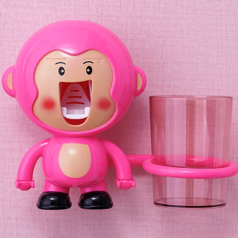 

2021Strong Suction Sucker Automatic Toothpaste Dispenser Cartoon Toothpaste Squeezer Bathroom Household Toothbrush Holder Child