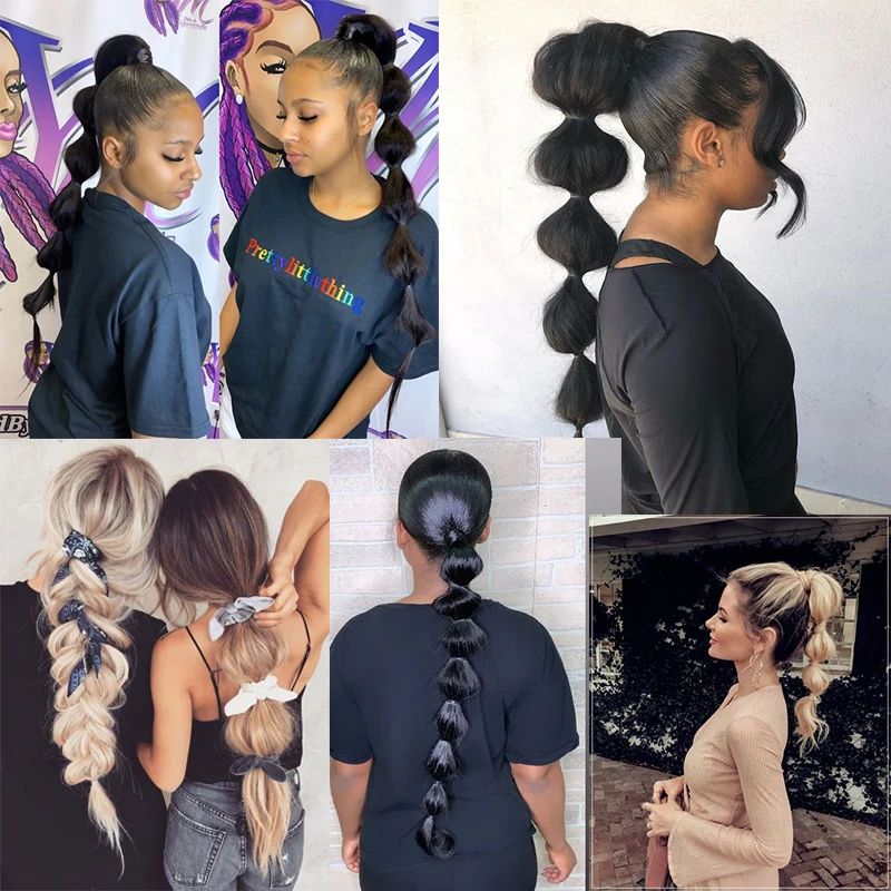 Синтетический шнурок хвост для девочек черный/коричневый цвет плетеный фонарь