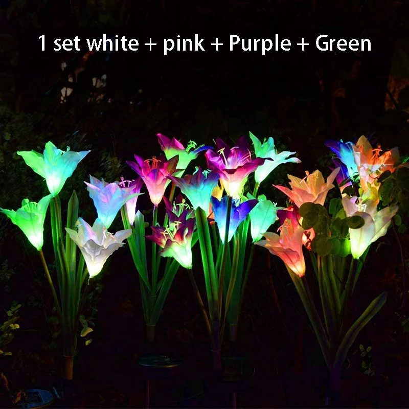 

Outdoor Solar Garden Stake Lights,3 Pack Solar Powered Light Flower, Changing LED Solar Landscape Lighting