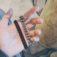 titanium steel mens bracelet personality trendy mens punk bracelet student trendy hip hop cool simple jewelry