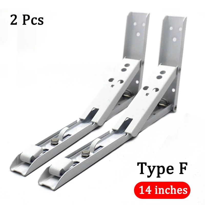 

2Pcs 8-14 Inch White Folding Angle Bracket Adjustable Wall Mounted Durable Bearing Shelf Bracket DIY Home Table Bench Hardware
