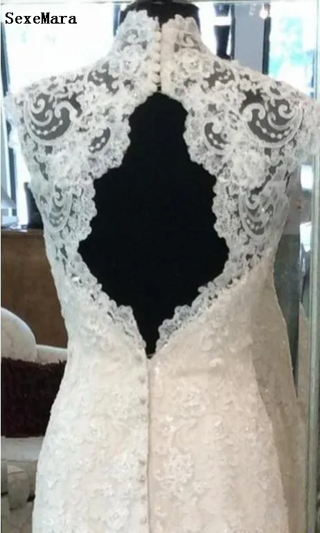 Очаровательные кружевные свадебные платья-русалки с V-образным вырезом и шлейфом