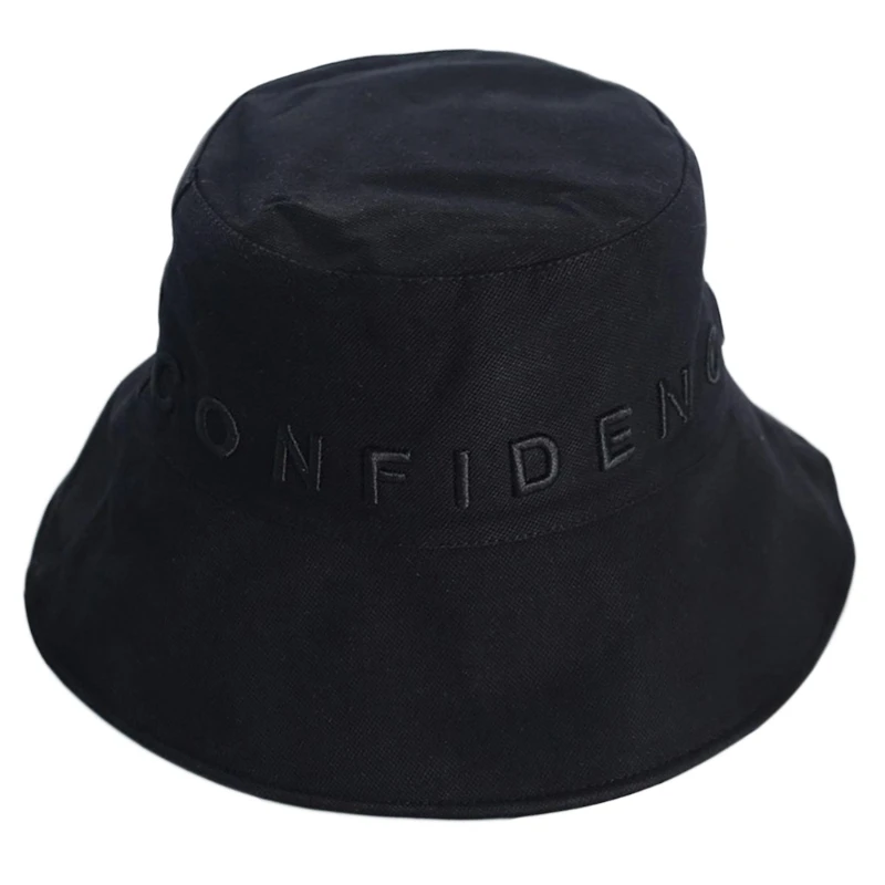 

Women Cotton Bucket Hat Solid Color Letters Embroidery Sunscreen Fisherman Cap
