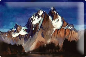 

Metal Plate Tin Sign Art Paintings with Mountain and Lake Snow
