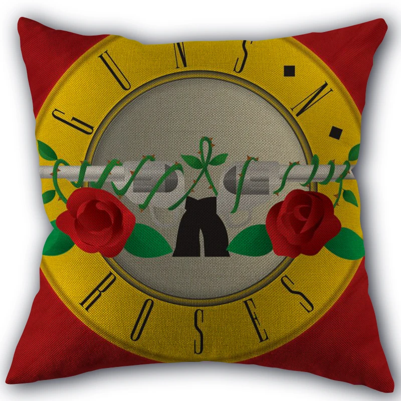 

Custom Guns N Roses Pillowcase Linen Cotton Fabric Pillowcases Wedding Pillow Cover Home Decorative size 45x45cm one side